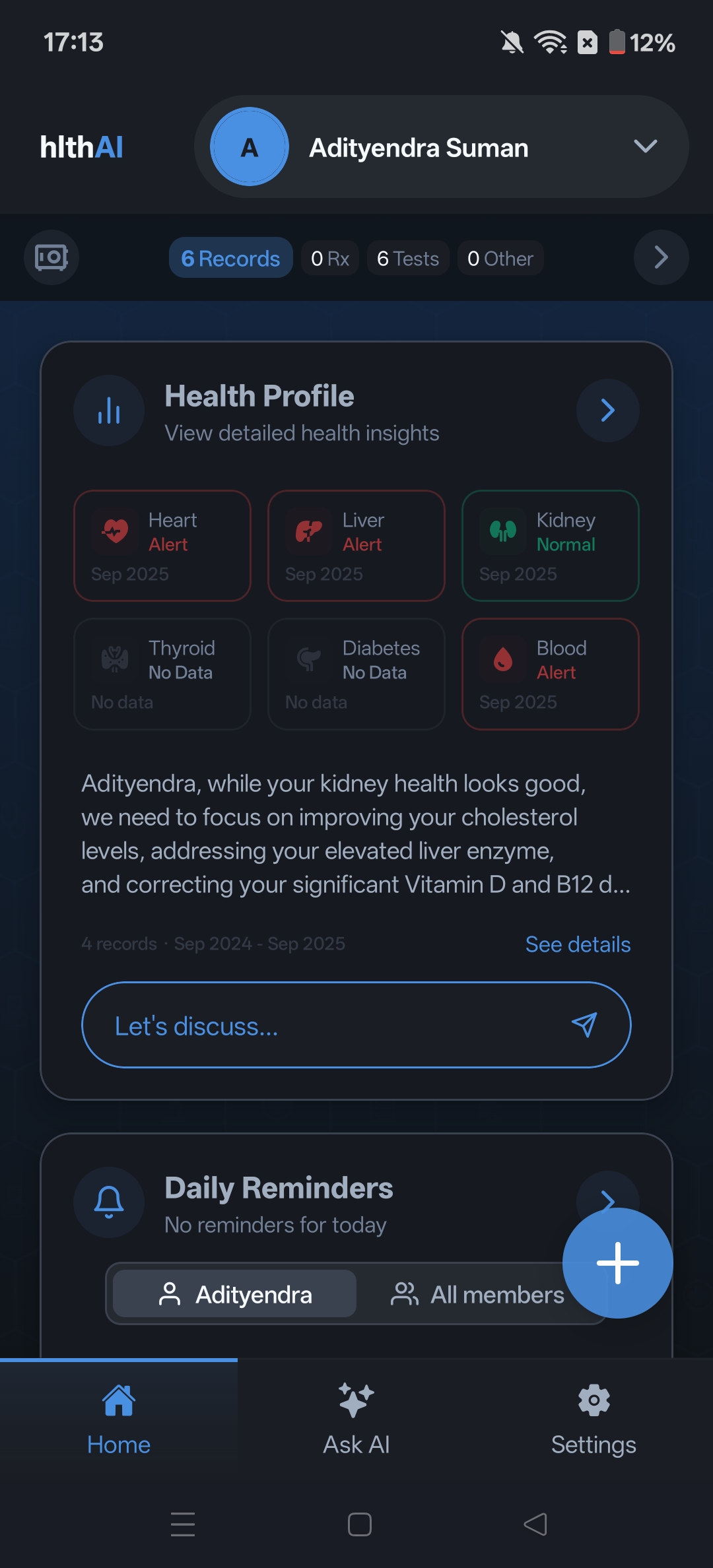 Health Profile Dashboard