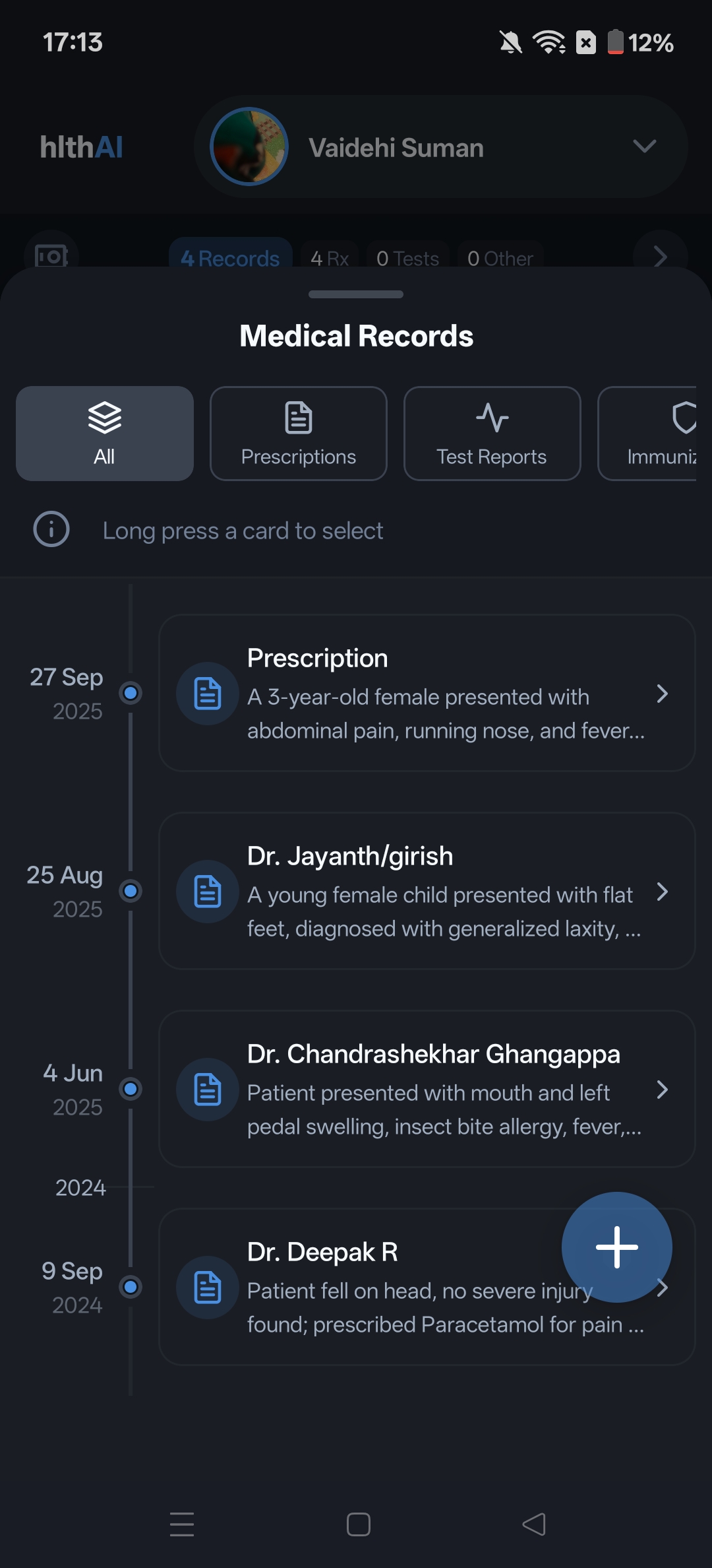 Medical Records Timeline